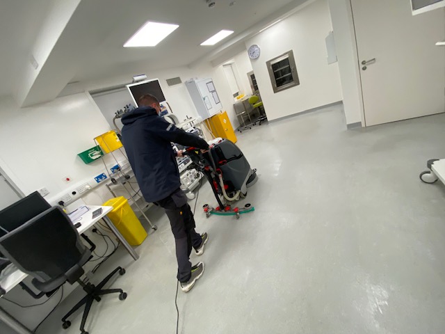 floor cleaning a hospital office