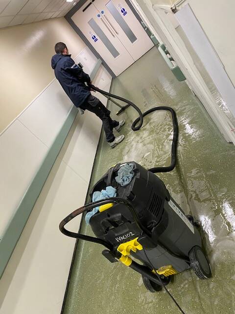 floor cleaning being done at a hospital