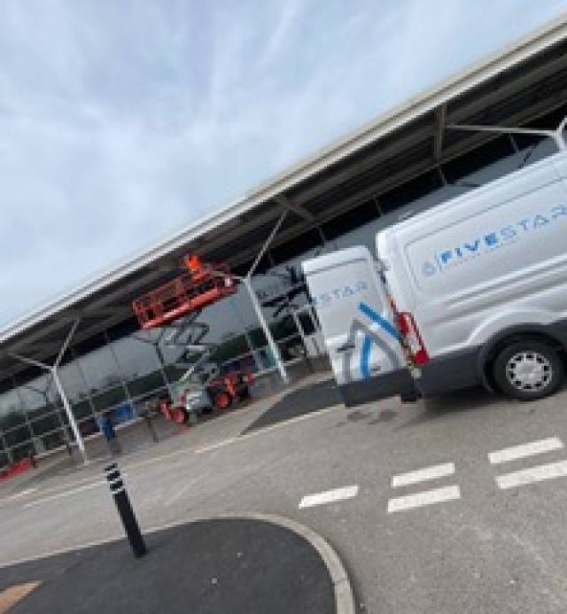 A AM Cleaning Company van parked outside one of our builder cleaning services customer